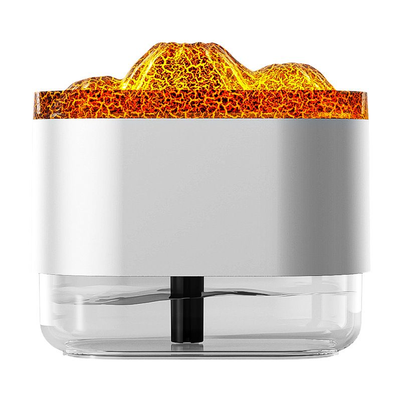 Luftbefeuchter mit Flammeneffekt – 500 ml USB-betriebener Aromadiffusor mit einstellbarem LED-Feuerlicht, 2-8-Stunden-Timer, für Zuhause und Büro (Schwarz/Weiß)​_voghion.com