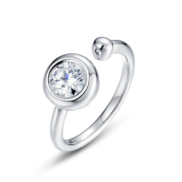 new Moissanite Bubble Ring S925 Silver Package Inlaid One Carat Light Luxury Colored Gemstone Ring_voghion.com