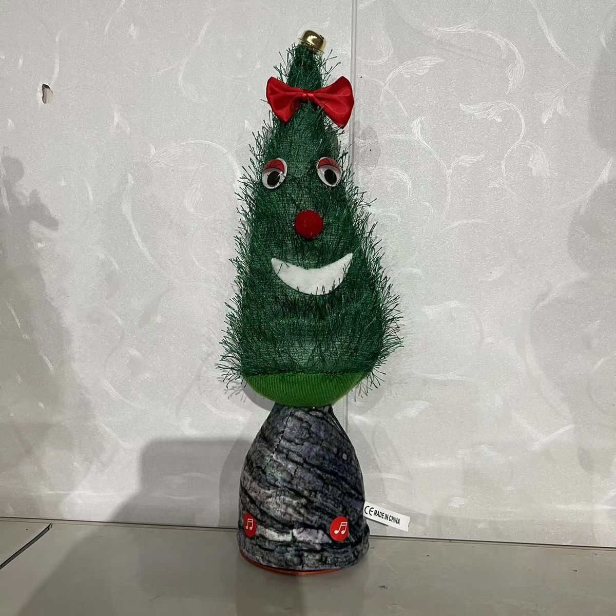 Christmas Fluffy Tree Decor With Red/Yellow Nose – Festive Holiday Home Decoration Soft Plush Pine Tree Ornament For Tabletop Or Gift (33cm)_voghion.com