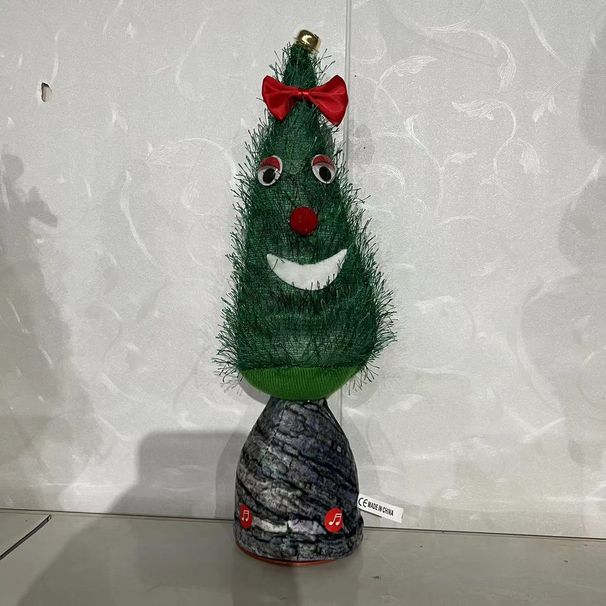 Christmas Fluffy Tree Decor With Red/Yellow Nose – Festive Holiday Home Decoration Soft Plush Pine Tree Ornament For Tabletop Or Gift (33cm)_voghion.com