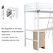 Lit à étages Eisenbett pour enfants et adolescents avec bureau, armoire, étagères de rangement, échelle 4 marches, structure en fer et MDF, finition blanche et naturelle, 90 x 200 cm_voghion.com