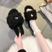 Fada confortável chinelos peludos feminino 2022 outono nova casa peluda de sola grossa outerwear chinelos de algodão de escritório_voghion.com