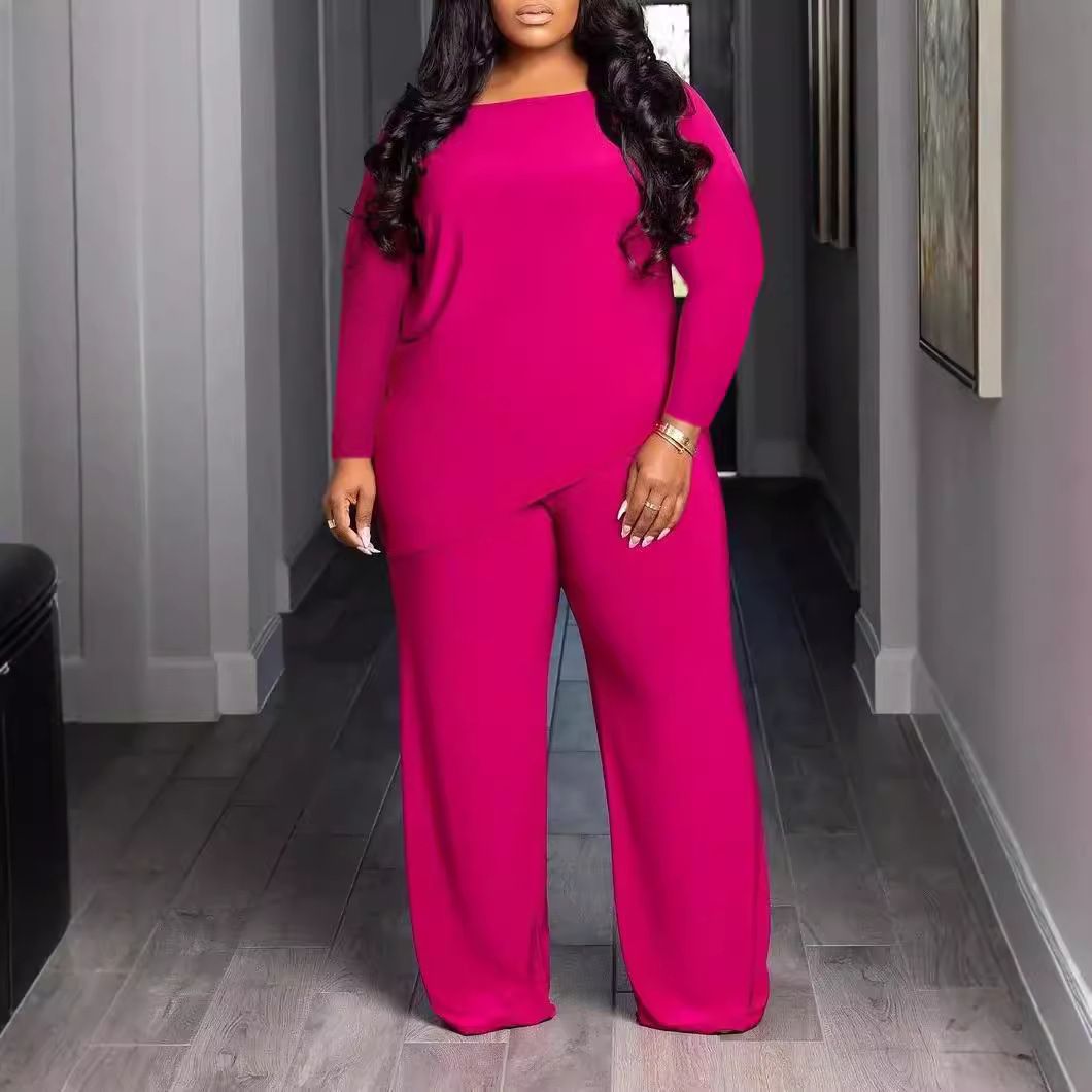 Imbracaminte de dama moda de vanzare fierbinte nou petrecere a timpului liber marime mari confortabil culoare solidă costum din două piese asimetric_voghion.com