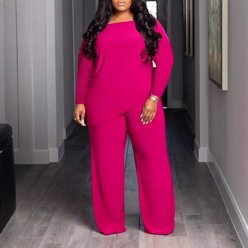 Abbigliamento da donna, moda, vendita calda, nuovo, per il tempo libero, taglie forti, comodo, tinta unita, asimmetrico, due pezzi_voghion.com