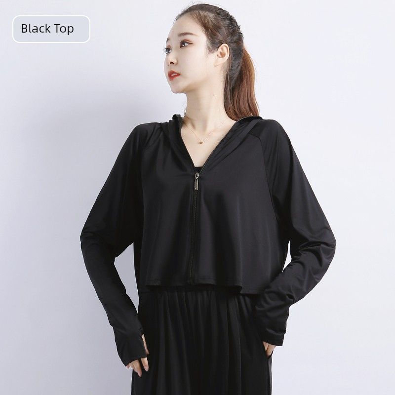 Γυναικείο μπλουζάκι προστασίας από την υπεριώδη ακτινοβολία UV για το καλοκαίρι του 2022, λεπτό, αναπνεύσιμο, μεταξωτό, αντιηλιακό, UPF50+_voghion.com