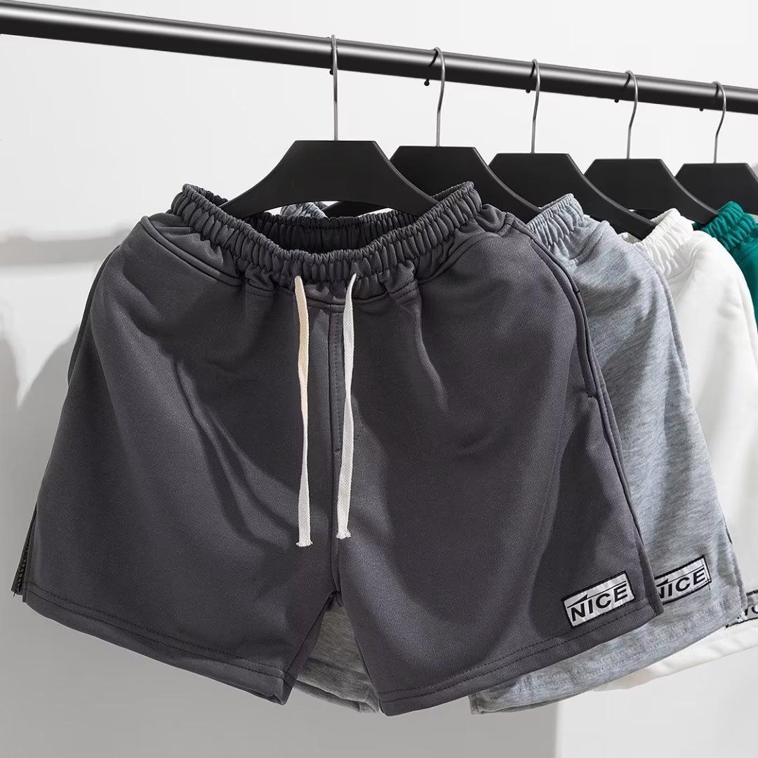 High-End Sports Ultra-Short Heren Thuis 3/4 Hardloop Fitness Vierpunts Gebreide Katoenen Driepuntsbroek met Split_voghion.com