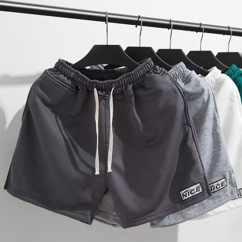 Pantalones deportivos ultracortos de alta gama para hombre, para casa, running, fitness, de punto de cuatro puntos, de algodón con abertura de tres puntos_voghion.com