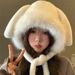 Cute White Rabbit Ears Plush Hat For Women Autumn And Winter Small Ear Protection Warm Hat Large Head Circumference Hat Trendy_voghion.com