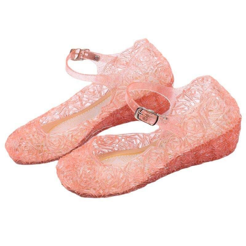 JUSTSL Otroški Frozen Crystal Jelly Otroški čevlji Kostum Obutev za Cosplay Zabavne pete Dekliški Elsa Anna Modri ​​sandali_voghion.com