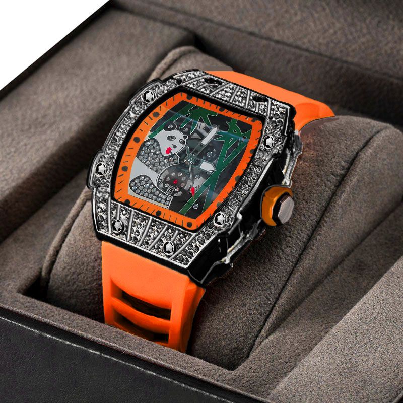 Ανδρικό ρολόι με σχέδιο σκελετού από πέτρα, βρετανικά μοντέλα Tide Panda, φωτεινή προσωπικότητα μόδας, δροσερό, υψηλής αξίας_voghion.com