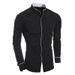 New Men's Slim Fit Classic Solid Color Simple Stand Collar Personality Patchwork Cardigan Base Shirt_voghion.com