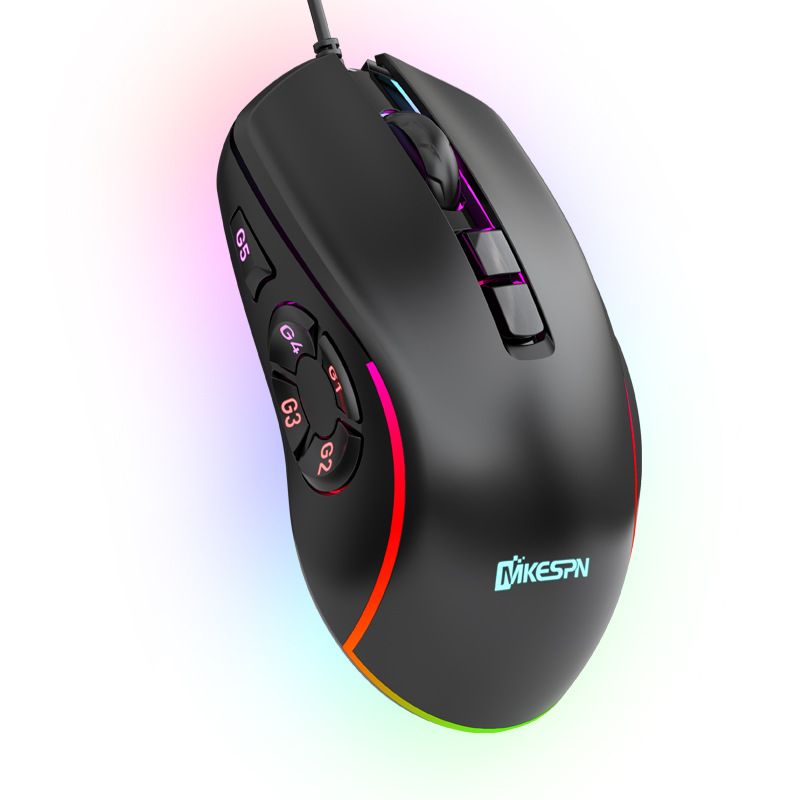 Mouse da ufficio con retroilluminazione cablato, ergonomia, programmazione con definizione macro a 10 tasti, e-sport, gaming, 6 DPI_voghion.com