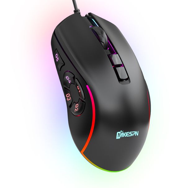 Mouse da ufficio con retroilluminazione cablato, ergonomia, programmazione con definizione macro a 10 tasti, e-sport, gaming, 6 DPI_voghion.com
