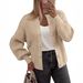 Women's Long Sleeve Knit Cardigan With Button Front, Cozy Chunky Knit Sweater, Round Neck Open Front Casual Fall Fashion Top_voghion.com