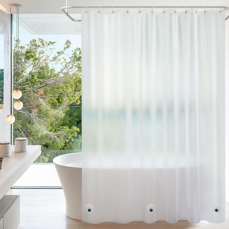 PEVA Shower Curtain Thick Waterproof Bathroom Partition Curtain Frosted Semi Transparent Shower Curtain With Magnet_voghion.com