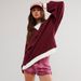 American Lazy Loose Contrasting Hoodie Women's Pullover Threaded Long Sleeved Round Neck Layered Top_voghion.com