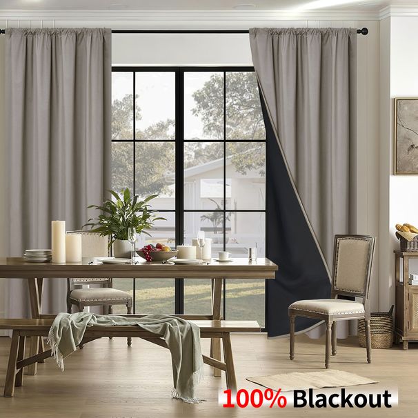 100% Blackout Curtains For Living Room - Rod Pocket Sun Blocking Thermal Insulated Drapes - Modern Style (Multiple Sizes & Colors)_voghion.com