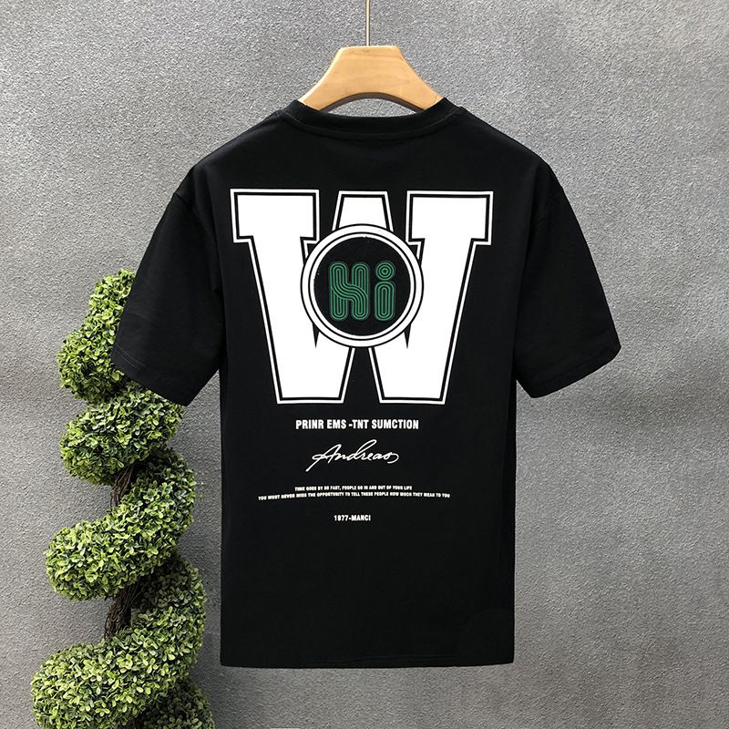 Herrkläder Moderiktig tryckt rundhalsad kortärmad T-shirt för män på sommaren, bekväma, andningsbara och mångsidiga lediga lösa toppar_voghion.com