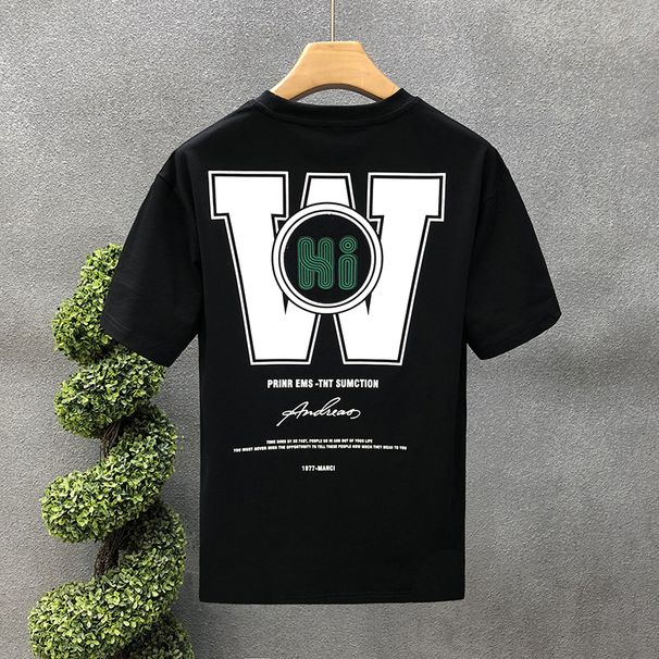 Herrkläder Moderiktig tryckt rundhalsad kortärmad T-shirt för män på sommaren, bekväma, andningsbara och mångsidiga lediga lösa toppar_voghion.com