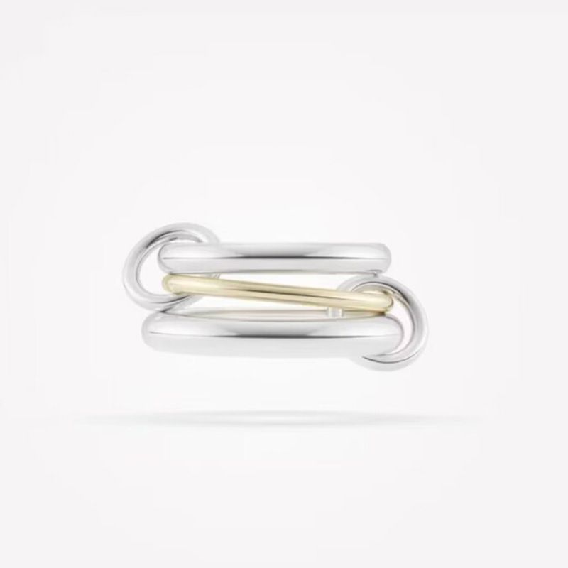 Ring interlocking color matching three ring ring, titanium steel electroplated gold_voghion.com