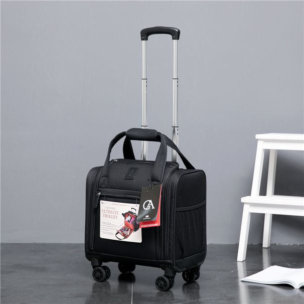 Valigia in tessuto Oxford da 16 pollici, piccola valigia da cabina, trolley per bambini, valigia in tela nera, valigia in pelle con password_voghion.com