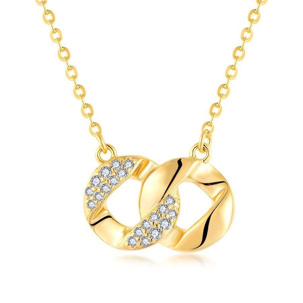 Set di orecchini, collana e ciondolo Mobius per donna, in argento sterling placcato oro chiaro._voghion.com