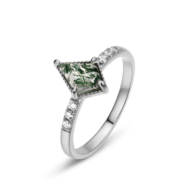 nuovi prodotti dedicati a S925 Anello in argento verde muschio Anello in agata erba acquatica Noble_voghion.com