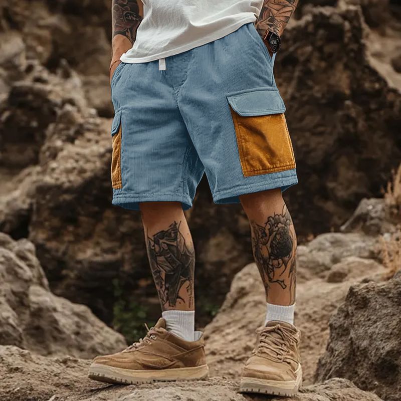 Herrenbekleidung Sommer-Arbeitsshorts Herren-Freizeithose mit mehreren Taschen Lose Retro-All-Match-Fünf-Punkt-Hose High Street_voghion.com