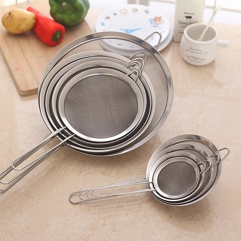 Stainless Steel Handheld Flour Sifter Juice Soy Milk Filter Mesh Sieve Strainer Plug Oil Skimmer Household Baking Tool_voghion.com