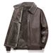 Men's Business Casual Leather Jacket - Mid-Length Fleece-Lined Coat With Notched Lapel, Premium Winter Outerwear_voghion.com