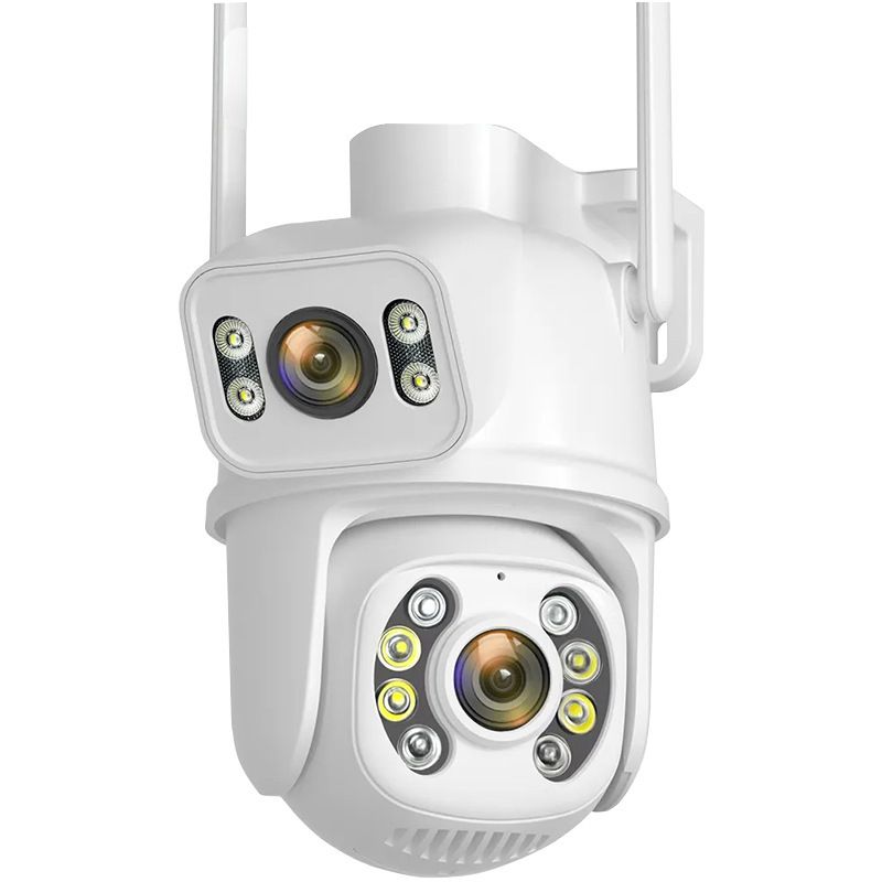 Caméra de sécurité PTZ double objectif 6MP Icsee avec double vue et vision nocturne couleur, système de surveillance sans fil Wi-Fi pour une utilisation intérieure/extérieure._voghion.com