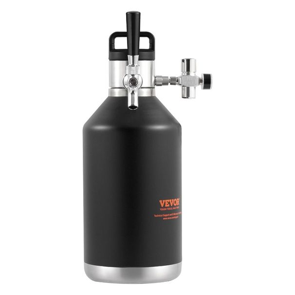 Display Growler R Growler a fusto pressurizzato con mini growler per birra, sistema in acciaio inox a pressione CO2 da 4 litri, fusto da 128 once, spina per birra in acciaio 304_voghion.com