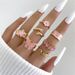 Vendite calde Boho Butterfly Kunckle Ring Set per le donne Rosa Smalto Fiore Geometrico Anelli per le dita Gioielli da festa di moda femminile_voghion.com