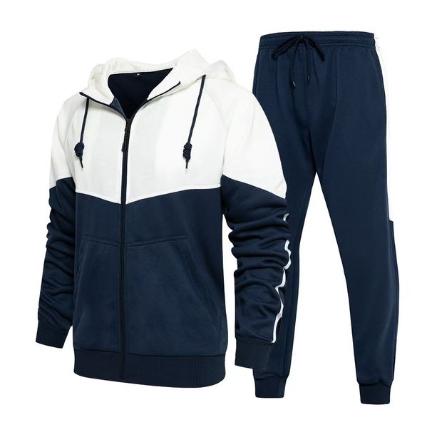 Men’s Color-Block Hoodie & Jogger Set – Trendy Casual Sportswear For Spring & Fall_voghion.com
