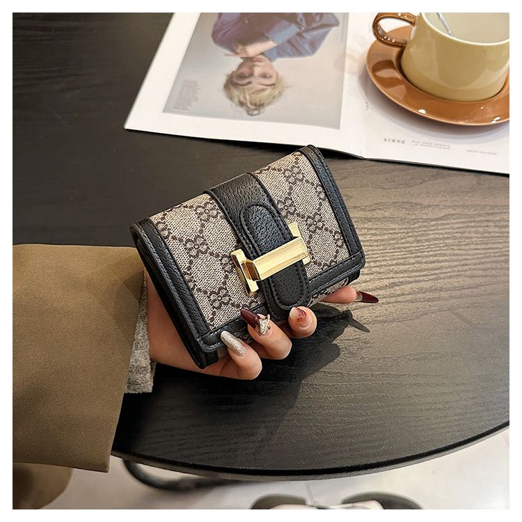 Portafoglio da donna con porta carte, con chiusura a zip, stile retrò, di alta qualità, con stampa a tre pieghe, multiposizione, grande capacità_voghion.com