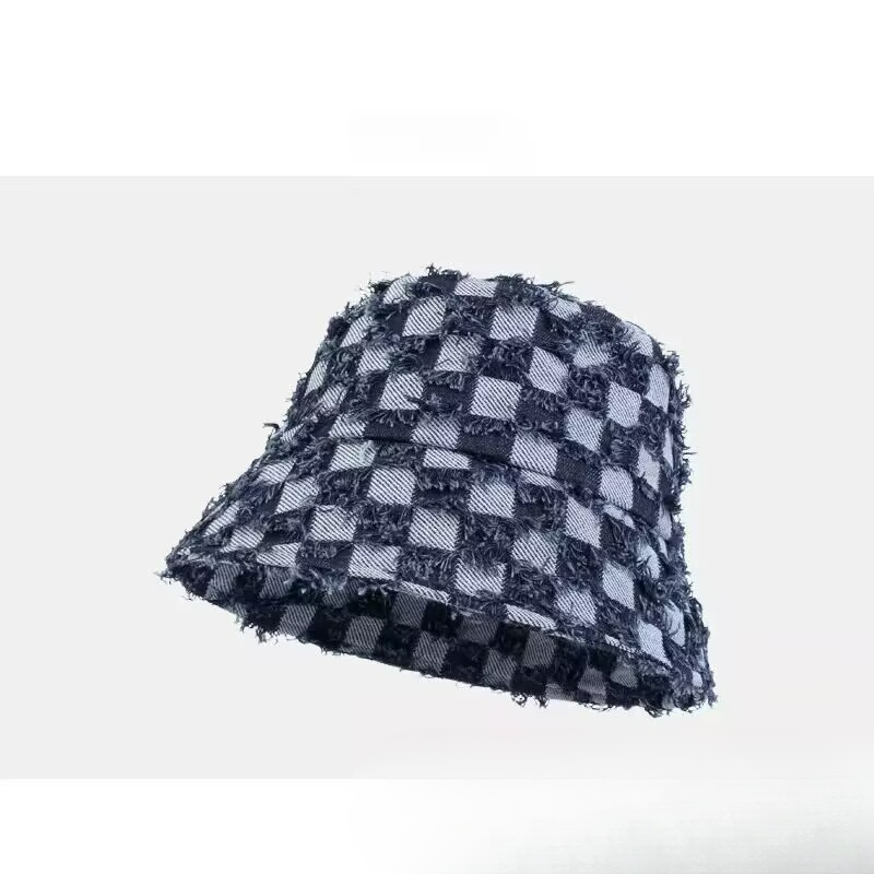 Il nuovo cappello da pescatore a scacchiera a scacchiera dal design di nicchia di Shaoheng Yiwu, versatile per bambini e coppie, di alta qualità_voghion.com