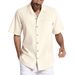 Men's Clothing Summer Shirt Bamboo Cardigan Short Sleeve Fashion Urban Lapel Shirt_voghion.com