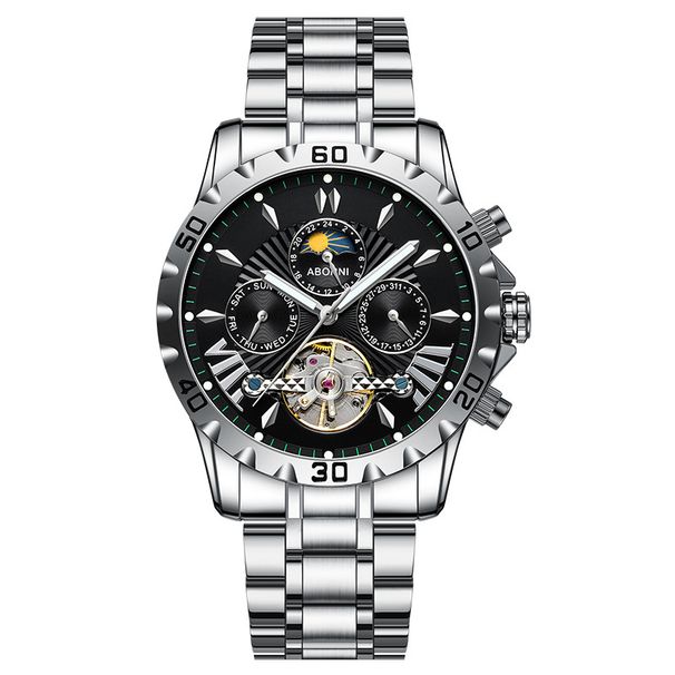 Men's Automatic Mechanical Watch With Date And Luminous Hands, Stainless Steel Waterproof Wristwatch For Casual Style Waterproof Men's Watch_voghion.com