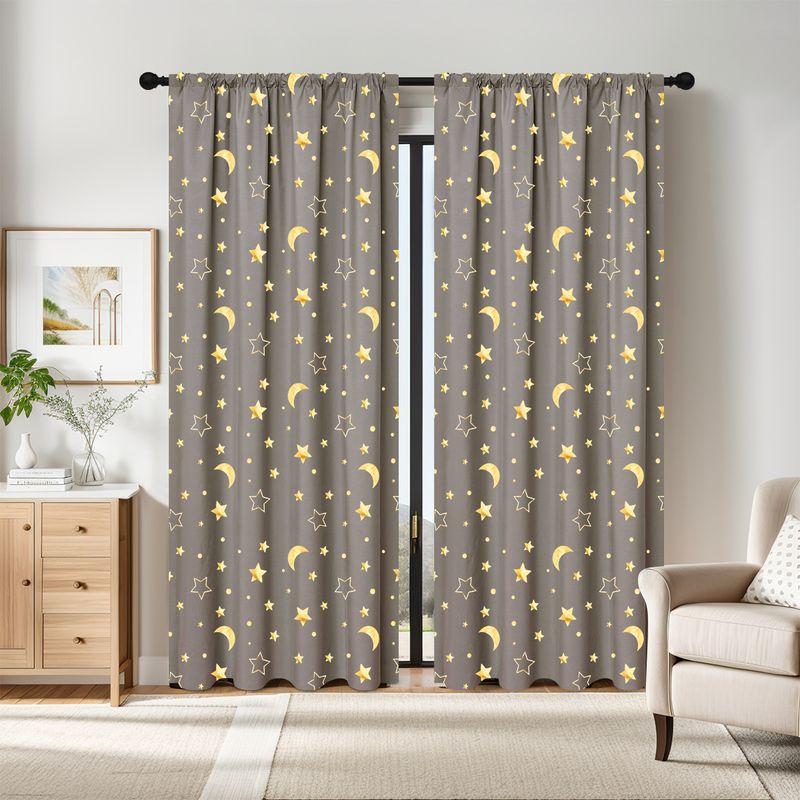 Polyester Pongee Full Blackout Curtains With Gold And Silver Stamping Finished Curtains_voghion.com