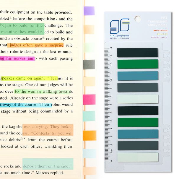 Yueda 40 Color Morandi Index Sticker Translucent Label Fluorescent Indication Post-it Notes Student Supplies Transparent Sticker_voghion.com