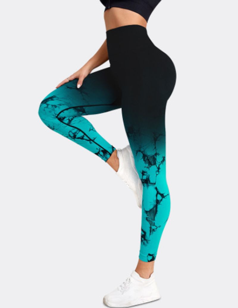 Colanți de yoga pentru femei, cu talie înaltă, fără cusături, vopsiți în gradient, pentru fitness, ridicarea șoldurilor_voghion.com