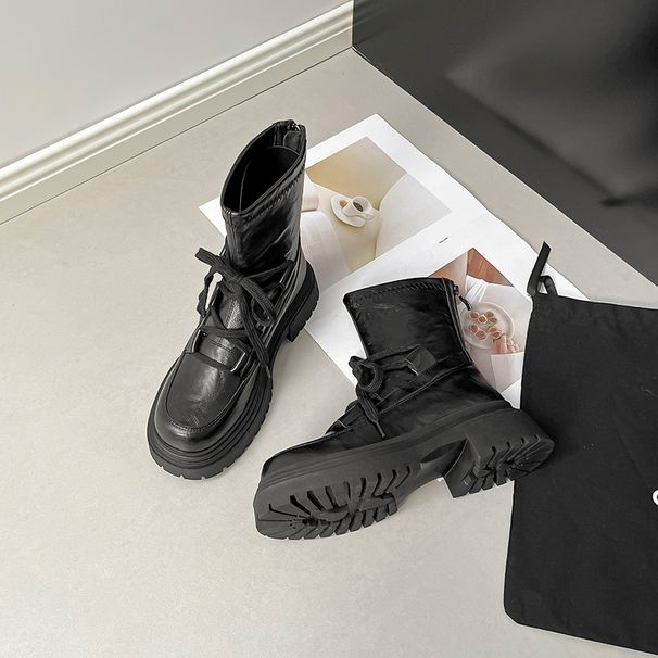 Plateau-Kurzstiefel für Damen, Martin 2025, neuer Schnürstiefel im britischen Stil, vielseitiger Reißverschluss hinten, Schlankheitsstiefel_voghion.com