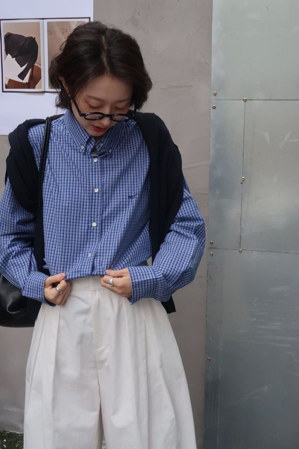 Shijian Intellectuals Miu Series Πουκάμισο με Πλατφόρμα και Σχέδιο, Απλό, Χαλαρό Σιλουέτα, Μακρυμάνικο Μπλούζα, Μοντέρνο 00159_voghion.com