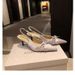 Showing Leg Length Cm High Heel Sandals Thin Heel Bow Pointed Back Empty Single Shoes Women's Summer_voghion.com