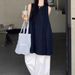 Casual Lazy Style Sleeveless Round Neck Loose Dress Women Summer High Waist Straight Wide Leg Pants Two-Piece Set_voghion.com