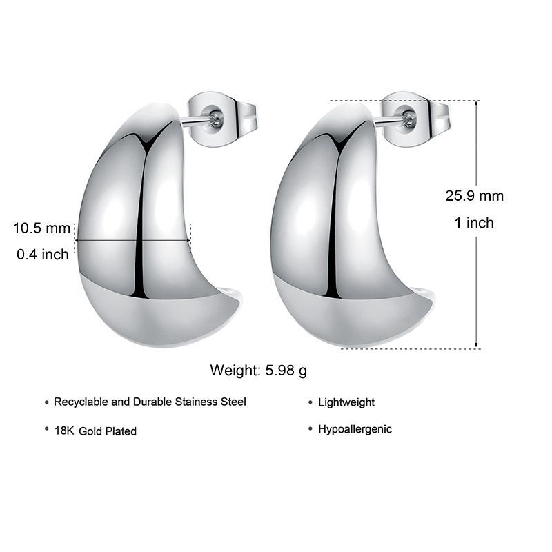Orecchini da donna in acciaio inossidabile, design alla moda, orecchini a forma di luna_voghion.com