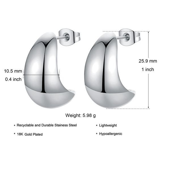 Orecchini da donna in acciaio inossidabile, design alla moda, orecchini a forma di luna_voghion.com