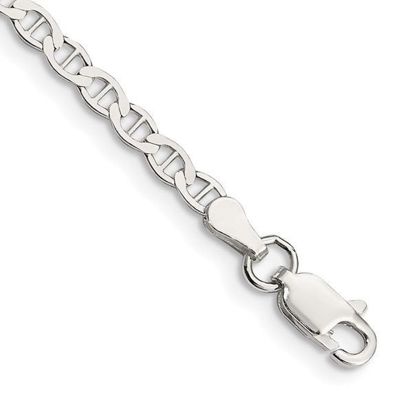 Sterling Silver 3.1mm Flat Anchor Chain Anklet_voghion.com