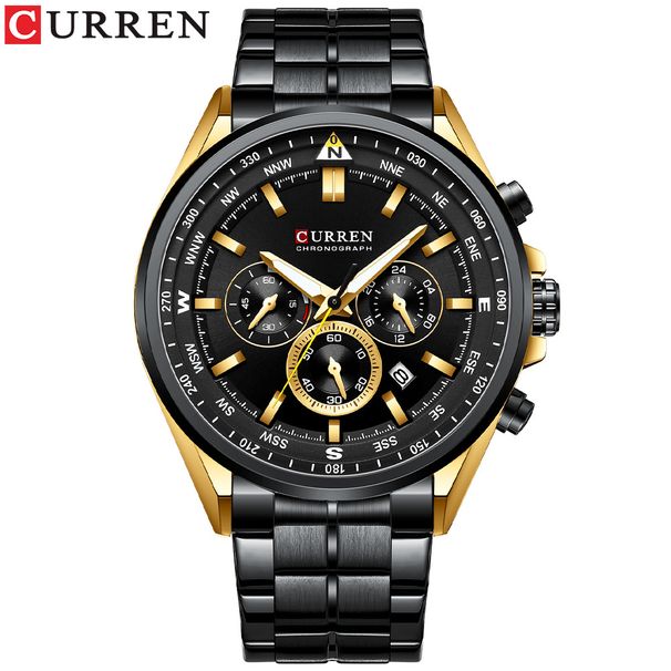Men's Stainless Steel Quartz Watch With Date Display, Multifunctional 6-Hand Analog Wristwatch, Business Casual Timepiece_voghion.com