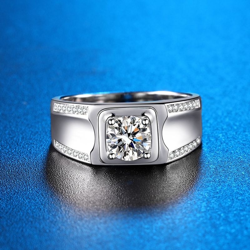 Moissanite color D, doppia fila, da uomo, in argento sterling placcato in platino, coppia di sposi, semplice diamante simulato da un carato con certificato_voghion.com